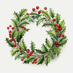 wreath Ilex opaca watercolor