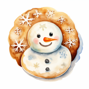 watercolor Winter Cookie With happy Face, White background