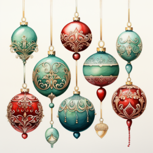 cute sweet adorable christmas ornaments watercolor