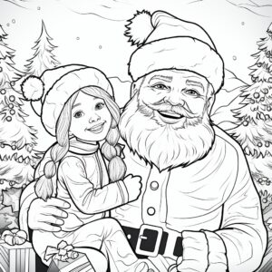 kids coloring book, cheerful christmas, continuous bold lines