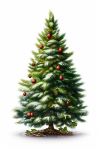 realistic christmas tree on the white background, in the style of ultra detailed, velvia, carnivalcore, nabis