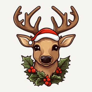 clip art, vector, reindeer face, cute, Christmas