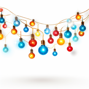 @ATMJD - 112008@ christmas lights, white clean background, carton vector, element, best quality, hd