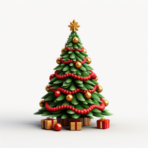 Christmas pine tree, toy, plastic, miniature, on white background, Unreal Engine, high quality photo, 8K