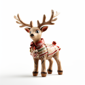 Christmas reindeer, toy, plastic, miniature, on white background, Unreal Engine, high quality photo, 8K