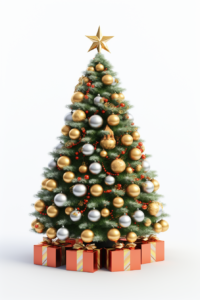 Christmas tree on white background, Unreal Engine, high quality photo, 8K
