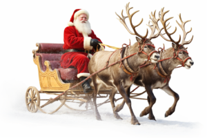 santa claus on reindeer with wand, isolated on white with white space stock photo reklamn, in the style of sergey musin, historical subjects, the helsinki school, uhd image, photo-realistic hyperbole, 1970–present, dau al set