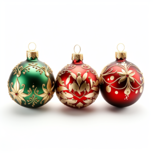 Christmas decorating ornaments on a white background