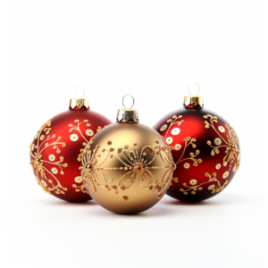 Christmas decorating ornaments on a white background