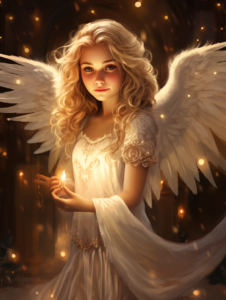 Christmas angel in the style of Dona Gelsinger