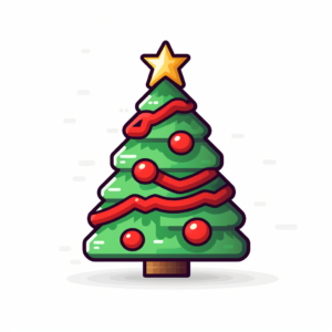 NES style pixel art icon with white background, Christmas tree