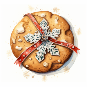 A hyper detailed christmas cookie, with christmas decoration, realistic, watercolor, pencil sketch, white background, illustration
