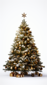 christmas tree, white background, photorealistic