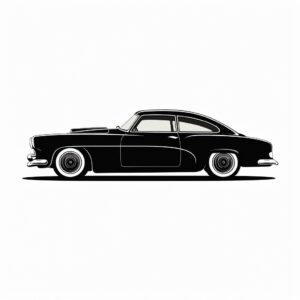 black and white illustration vector, car silouethe from side