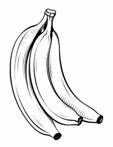 coloring page for kids, simple dainty thick black line banana drawing, black and white,vector art on a white background --ar 85:110 --v 5.2