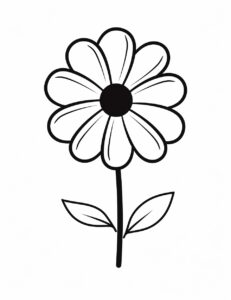 coloring page for kids,cute Flower, simple dainty thick black line, black and white,vector art on a white background --ar 85:110 --v 5.2