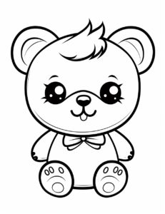 coloring page for kids,cute Teddy Bear, simple dainty thick black line, black and white,vector art on a white background --ar 85:110 --v 5.2