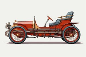 side view drawing of a custom 1800s hot rod t-shirt design by Marcello Gandini, Giorgetto Giugiaro, Leonardo Fioravanti, Alex Issigonis, Related Articles, Gerard Welter, William Towns, Peter Stevens, hyper, realistic, insane detail, concept vehicle, retro-future, --chaos 20 --ar 3:2 --stylize 200