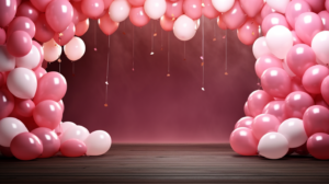 16thsweet sixteen birthday or anniversary balloons and confetti decoration for surprise parties event setup as wide banner with copy space area --ar 16:9 --v 5.2