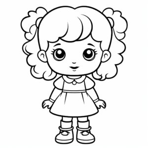 Really simple coloring page for toddler, toy doll, clean line art, no shading, for ages 3 to 6 - - ar2: 3 --quality 2 --v 5.2