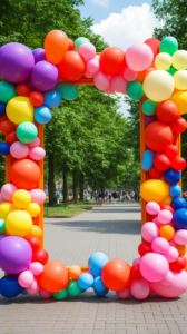 bright colorful decorative picture frame made from balloons --ar 9:16 --v 5.2