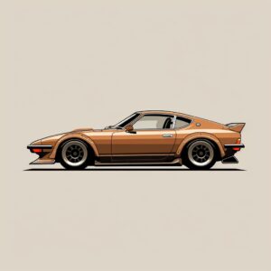 side view Toyota Supra 1978, epic background, simple outline style, subtle antique colors