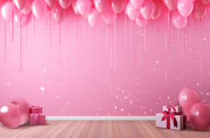 a pink birthday banner with no writing --ar 35:23 --quality 2 --v 5.2