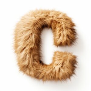 the letter c made out of short, light brown fur against a white background --v 5.2