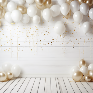 white wooden birthday party background --v 5.2