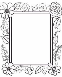 coloring page for kids, cute text frame doodle, simple doodle style, extra thick lines, minimal detail, no shading --ar 9:11 --v 5.2