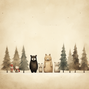 christmas painting by Jon Klassen, animals --style raw --v 5.2