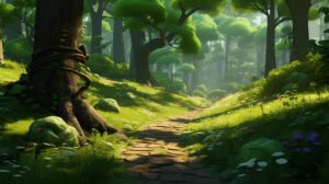 a beautiful green forest in pixar animation style --ar 16:9 --v 5.2