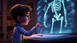 a child getting an x-ray in pixar animation style --ar 16:9 --v 5.2