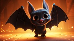 a friendly bat in pixar animation style with a bright background --ar 16:9 --v 5.2