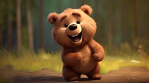 a friendly bear in pixar animation style --ar 16:9 --v 5.2