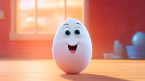 a friendly egg with a bright background in pixar animation style --ar 16:9 --v 5.2