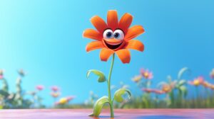 a friendly flower with a bright background in pixar animation style --ar 16:9 --v 5.2