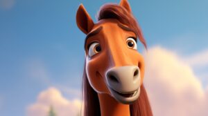 a friendly horse in pixar animation style --ar 16:9 --v 5.2