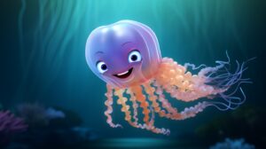 a friendly jellyfish in pixar animation style --ar 16:9 --v 5.2