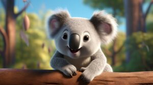 a friendly koala in pixar animation style --ar 16:9 --v 5.2