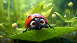 a friendly ladybug in pixar animation style --ar 16:9 --v 5.2