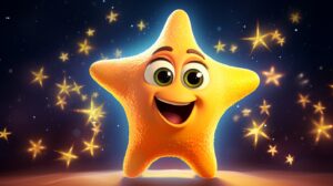 a friendly shinging star in pixar animation style with a bright background --ar 16:9 --v 5.2