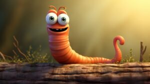 a friendly worm character in pixar animation style --ar 16:9 --v 5.2