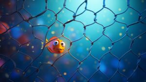 a small net in pixar animation style with a bright background --ar 16:9 --v 5.2