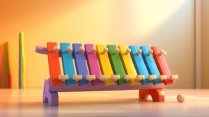 a xylophone in pixar animation style with a bright background --ar 16:9 --v 5.2