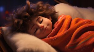 an ethnic child peacefully sleeping in pixar animation style --ar 16:9 --v 5.2