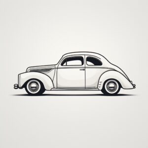 a minimalist black and white line drawing of Car --seed 22831149