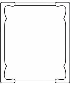 A simple one line blank vector page border, simple black and white outline, cartoonish retro tech, for kids --ar 9:11 --v 5.2