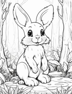 a cute squirrel in a mystical forest, cartoon illustration, clean coloring page, black and white, thick lines, --no color --ar 17:22 --v 5.2