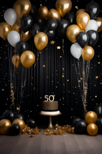 Realistic 50th Birthday Backdrop for photography --ar 2:3 --v 5.2